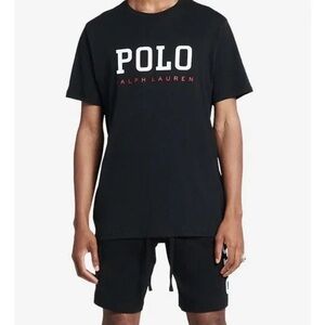 Mens Polo Ralph Lauren Black T-Shirt with Red Accent Size Large